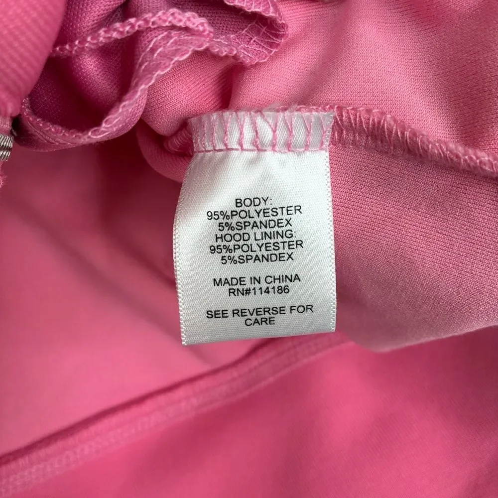 Juicy Couture OG BIG BLING VELOUR HOODIE Women’s Pink Long Sleeve Sweater New XL